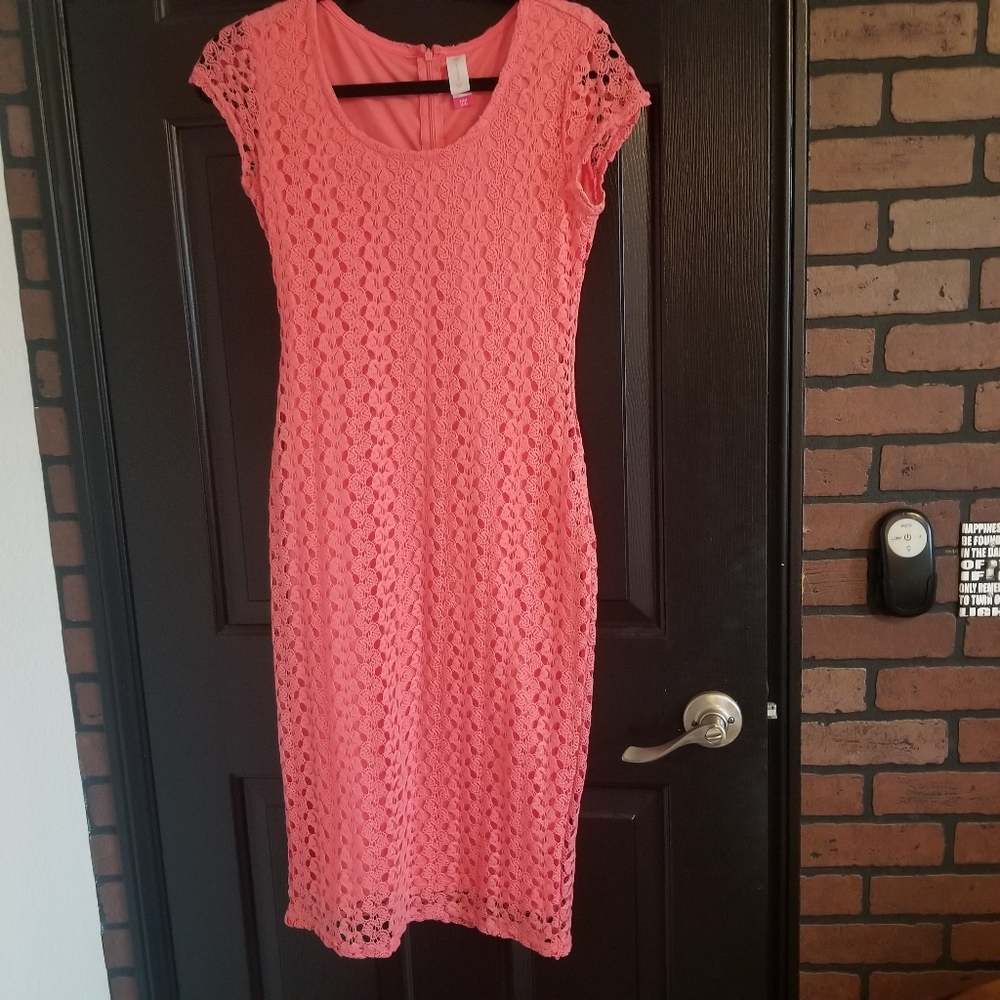 Coral Crocheted Dress
